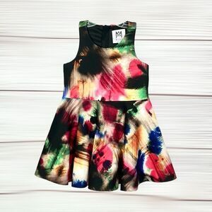 Milly Minis Graffiti-Print Fit & Flare Racerback Dress Black Multicolor size 3